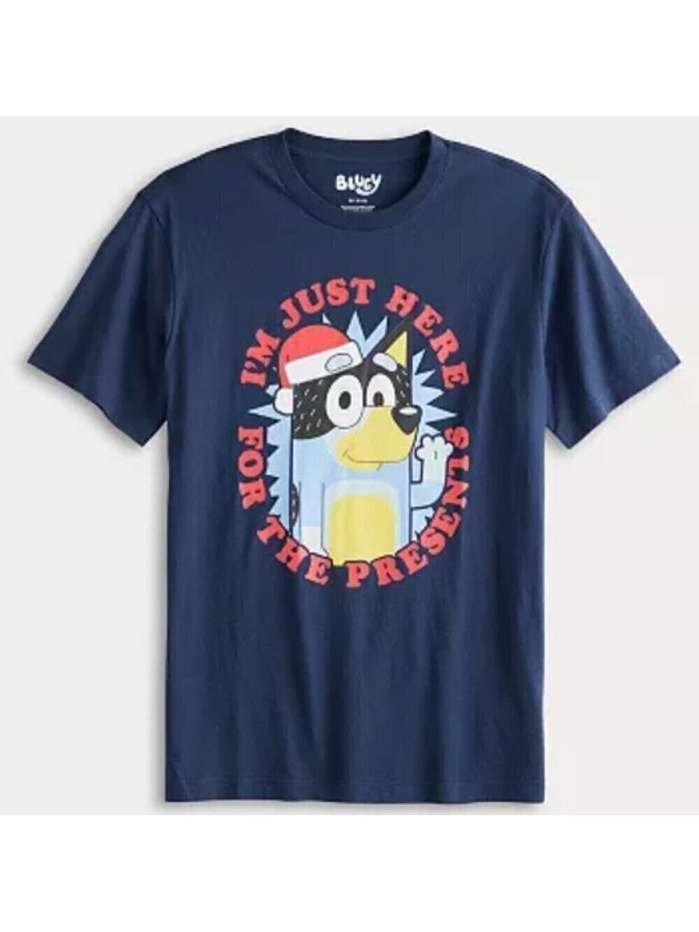 Bluey I'm Just Here For The Presents Navy Men's Graphic Short Sleeve T-Shirt - L